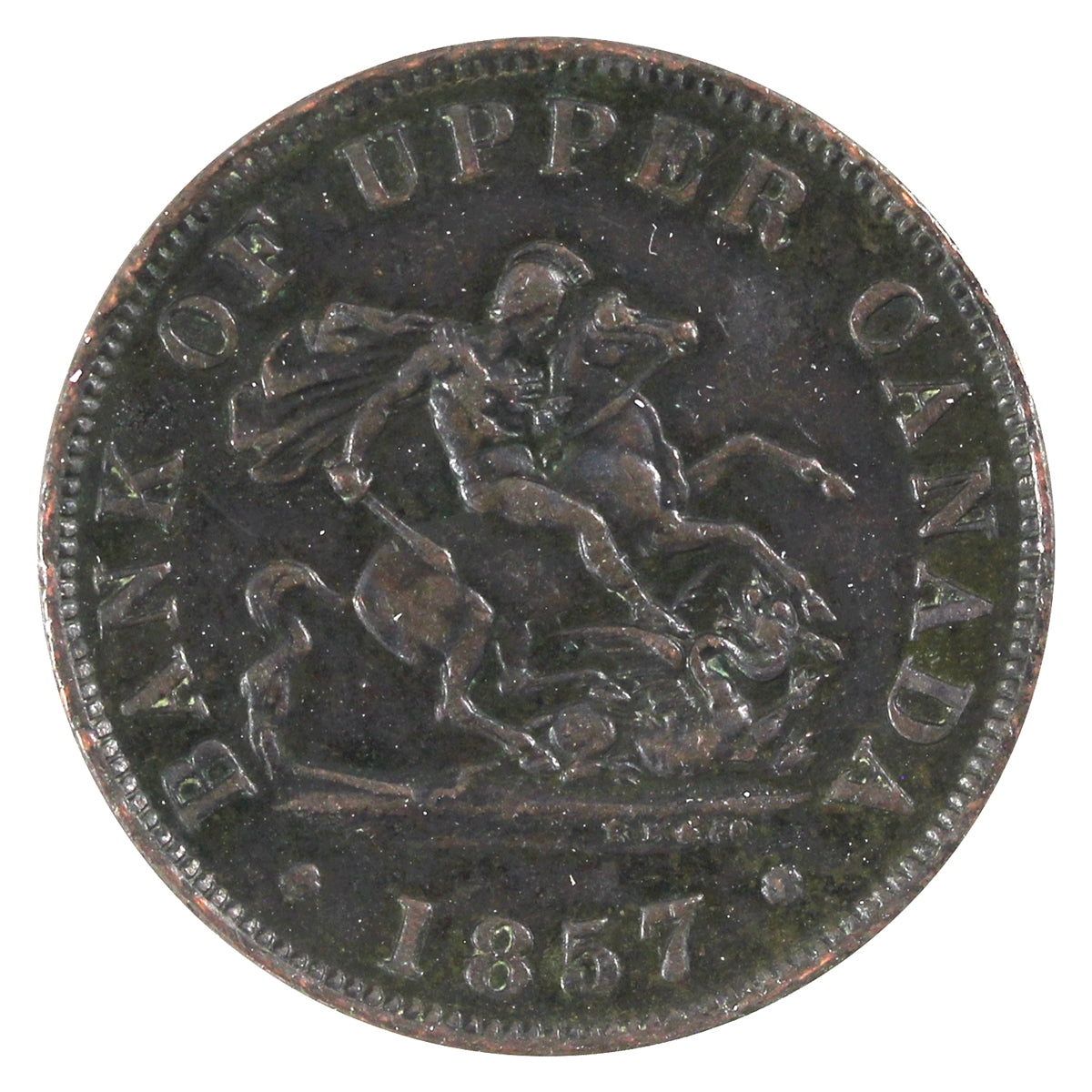 PC-5D 1857 Province of Canada, Bank of Upper Canada Half Penny Token EF-AU (EF45)