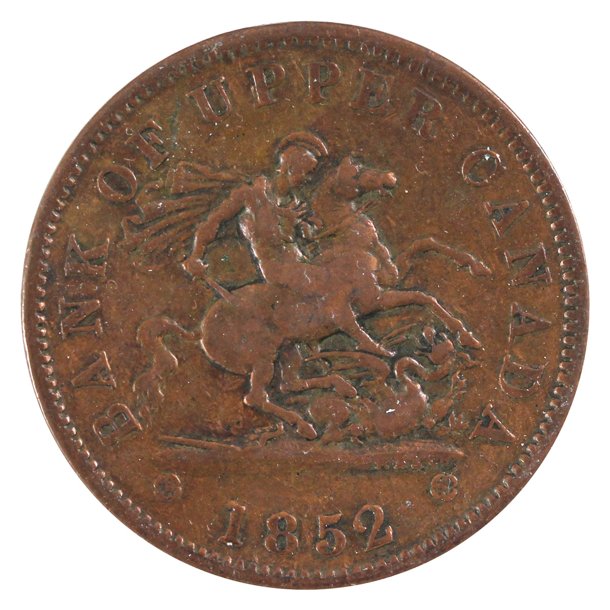 PC-6B4 1852 Province of Canada, Bank of Upper Canada Penny Token F-VF (F15)