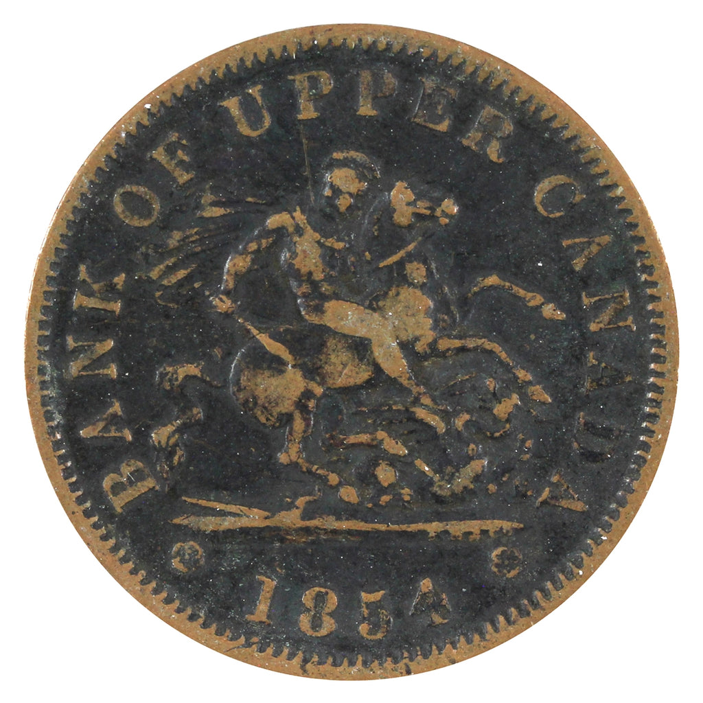 PC-6C2 1854 Province of Canada, Bank of Upper Canada Penny Token VF-EF (VF30)