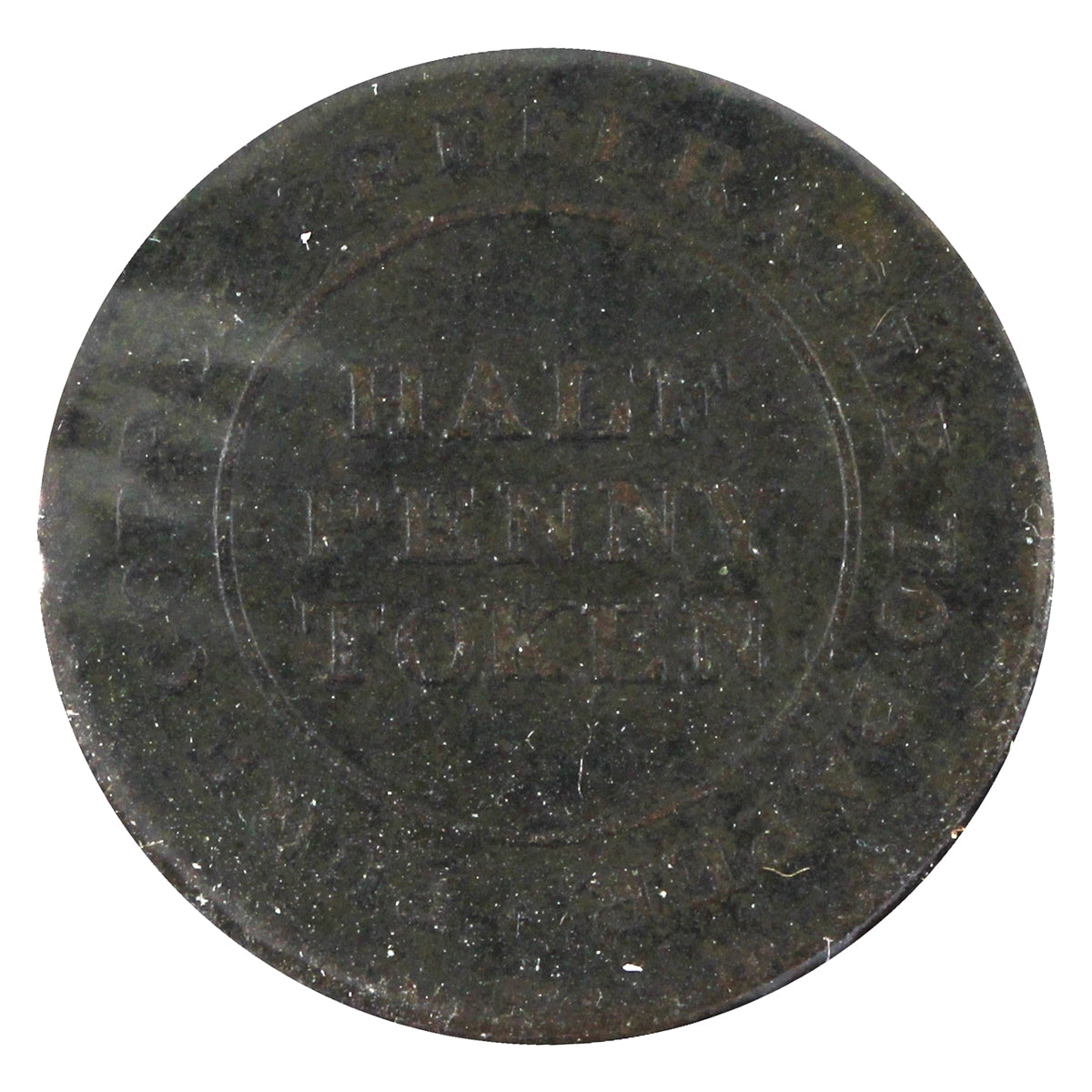 AM-1A4 Copper Preferable to Paper For General Accommodation Half Penny Token F-VF (F15)
