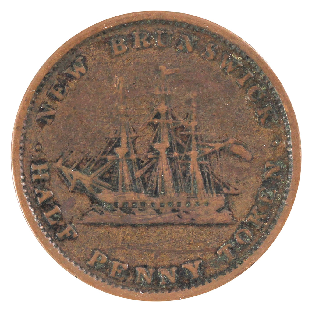 NB-1A1 1843 New Brunswick Victoria Dei Gratia Regina Half Penny Token VG-F (VG10)