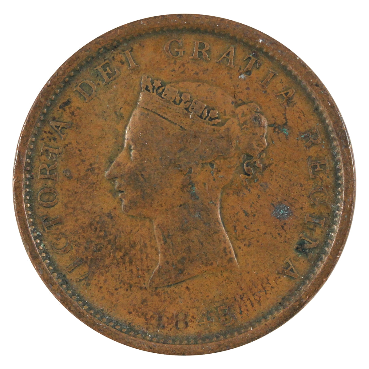 NB-2A 1843 New Brunswick Victoria Dei Gratia Regina Penny Token VG-F (VG10)