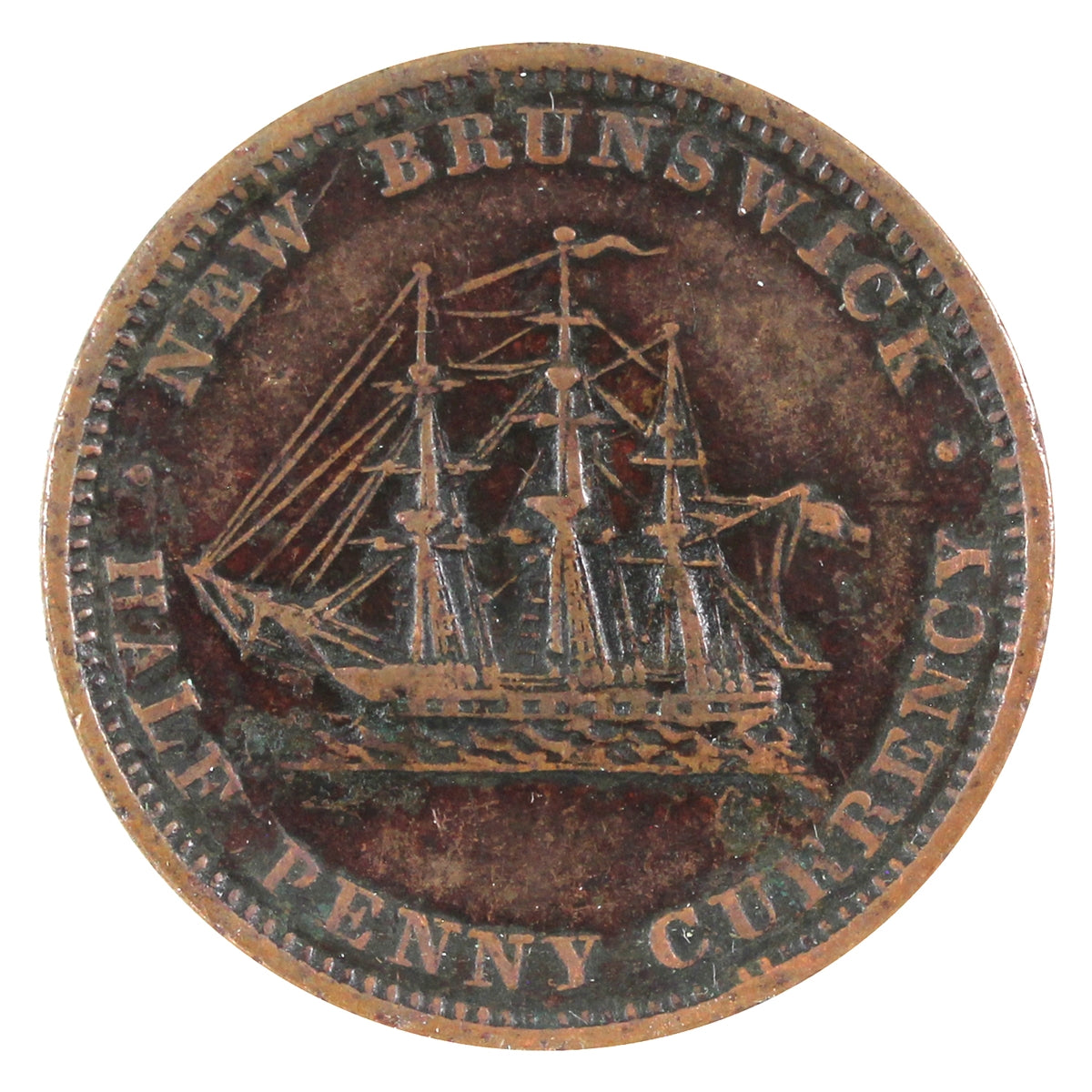 NB-1B 1854 New Brunswick Half Penny Currency Token Very Fine (VF20)