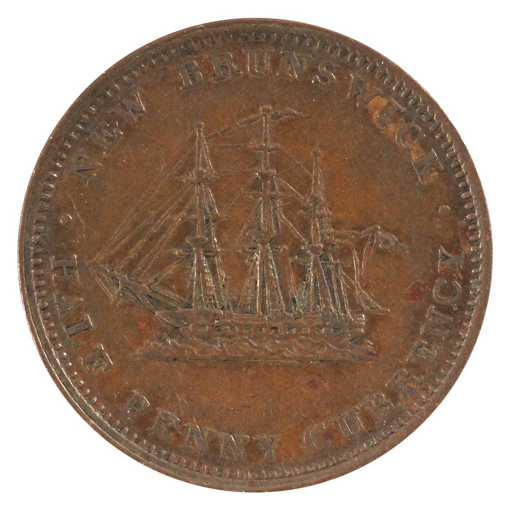 NB-1B 1854 New Brunswick Half Penny Currency Token F-VF (F15)