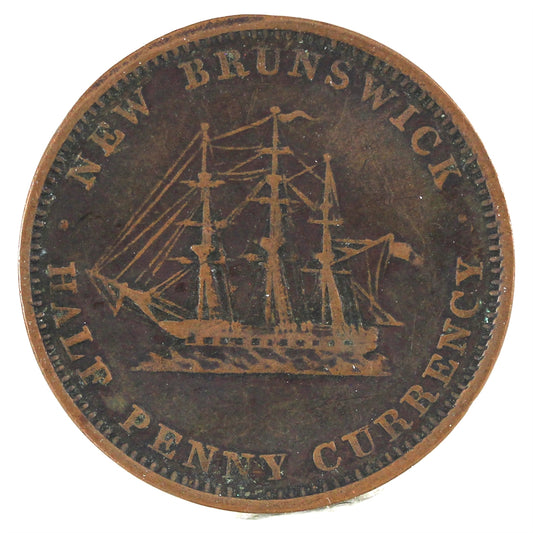 NB-1B 1854 New Brunswick Half Penny Currency Token Fine (F12)