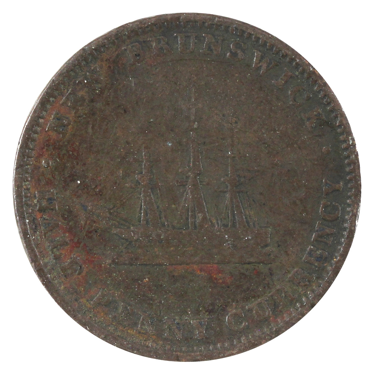 NB-1B 1854 New Brunswick Half Penny Currency Token G-VG (G6)