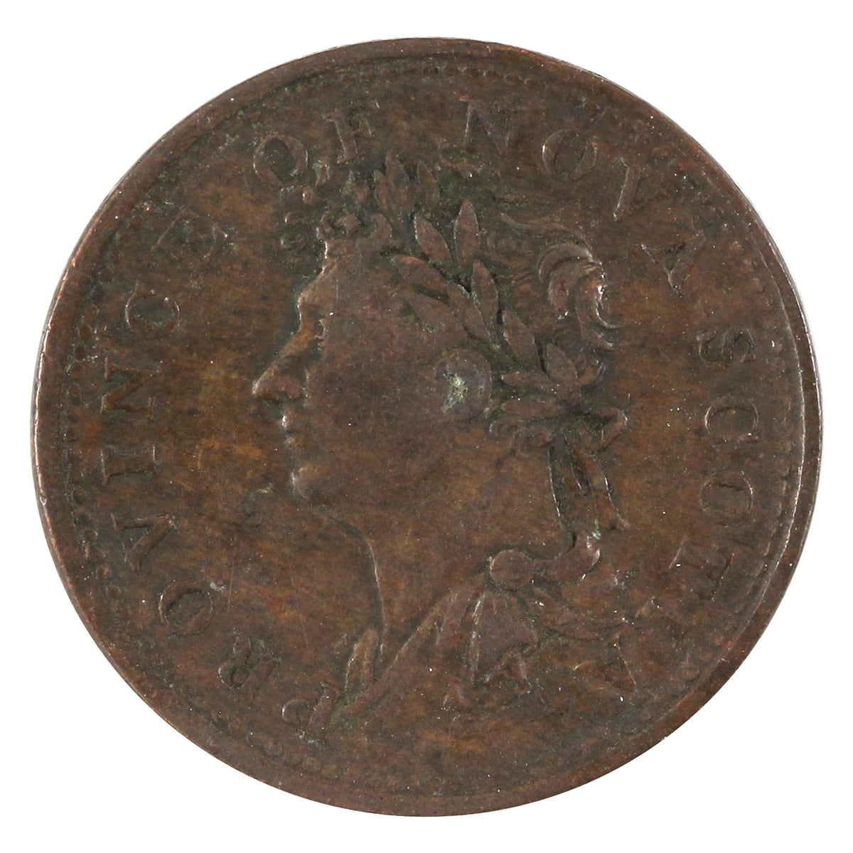 NS-1A4 1823 Nova Scotia Thirteen Leaves Thistle Half Penny Token Very Fine (VF20)