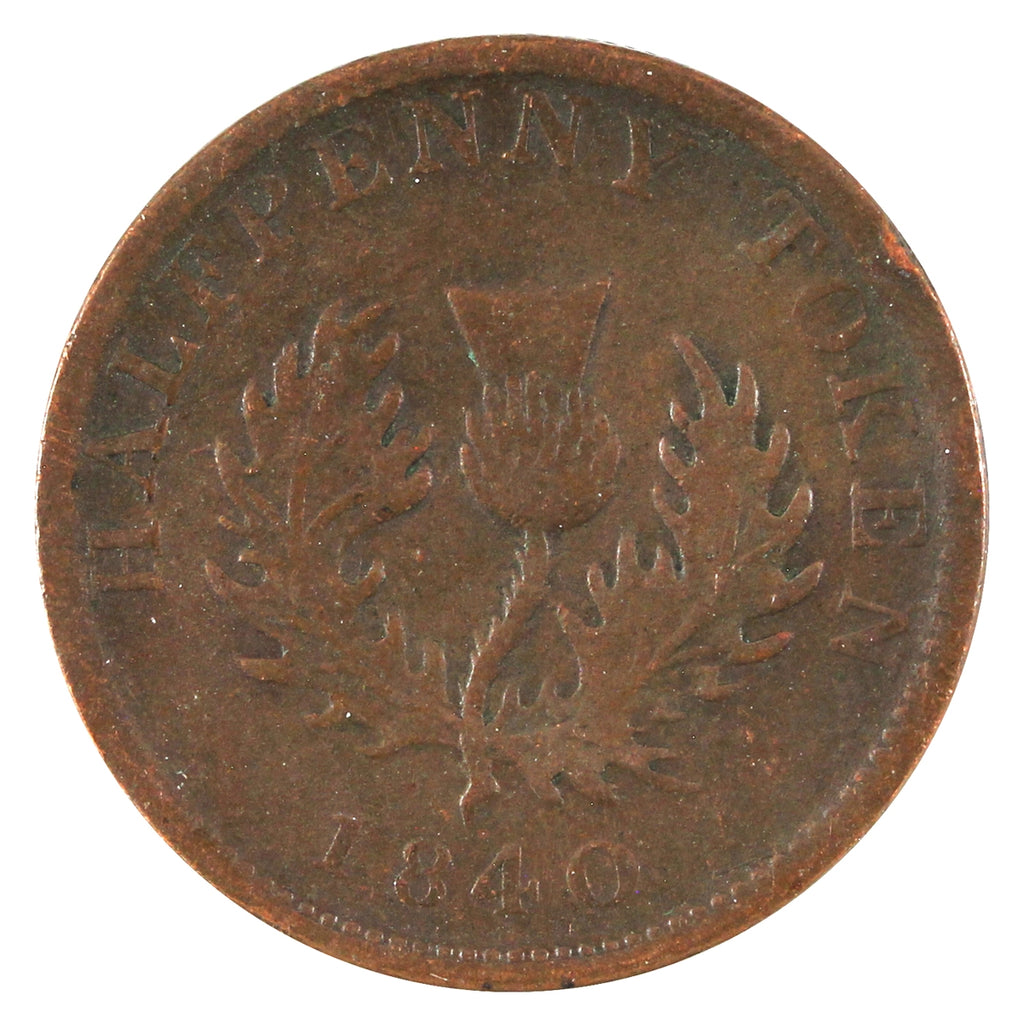 NS-1E2 1840 Nova Scotia Victoria Thistle Half Penny Token G-VG (G6)