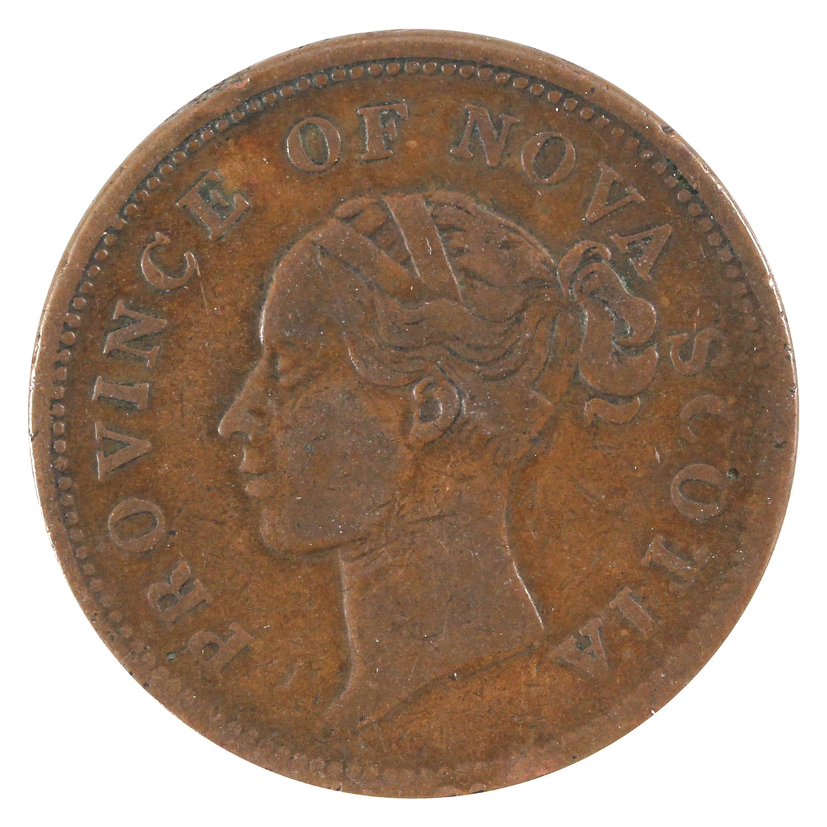 NS-2D1 1843 Nova Scotia Victoria Thistle Penny Token F-VF (F15)