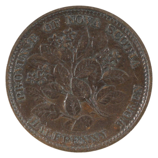 NS-5A1 1856 Nova Scotia Victoria Mayflower Half Penny Token Extra Fine (EF40)