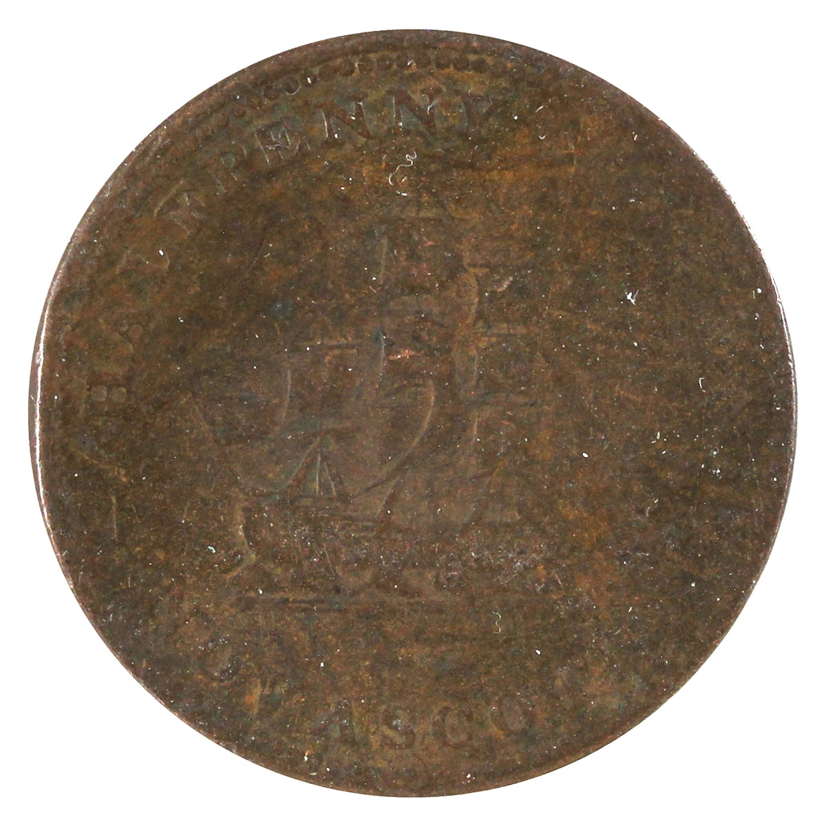 NS-11A1 1815 Nova Scotia Starr & Shannon Halifax Half Penny Token VG-F (VG10)