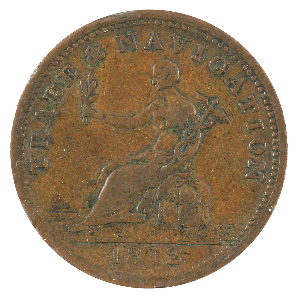NS-19A1 1812 Nova Scotia Trade & Navigation Half Penny Token Very Fine (VF20)