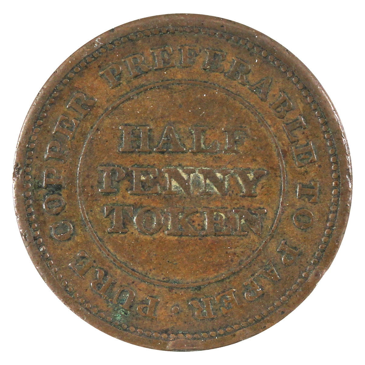 NS-19A1 1812 Nova Scotia Trade & Navigation Half Penny Token Very Fine (VF20)