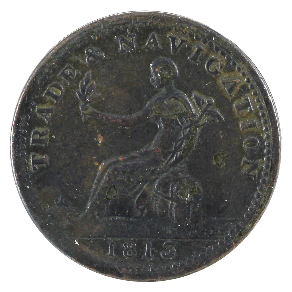 NS-19B2 1813 Nova Scotia Trade & Navigation Half Penny Token F-VF (F15)
