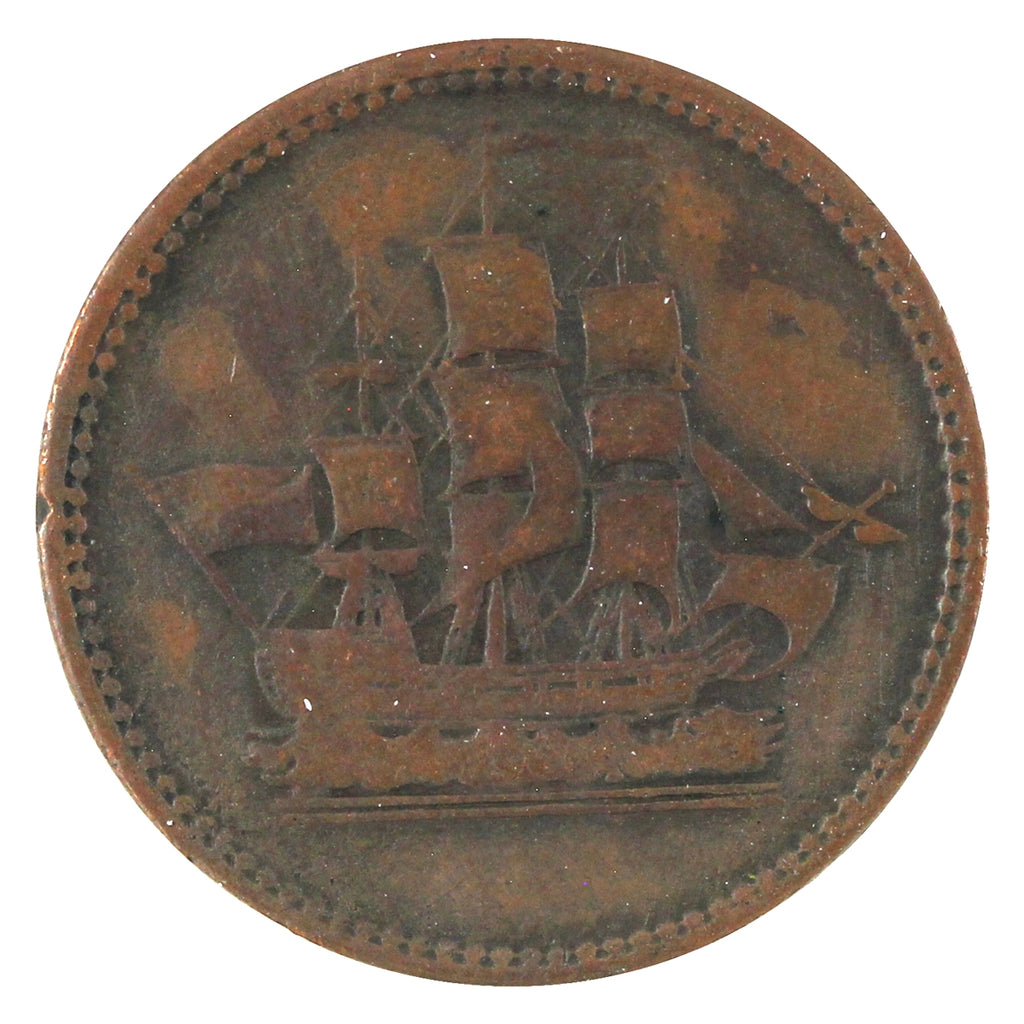 WE-14 1815 Wellington Waterloo Sailing Ship Design Token Very Good (VG8)