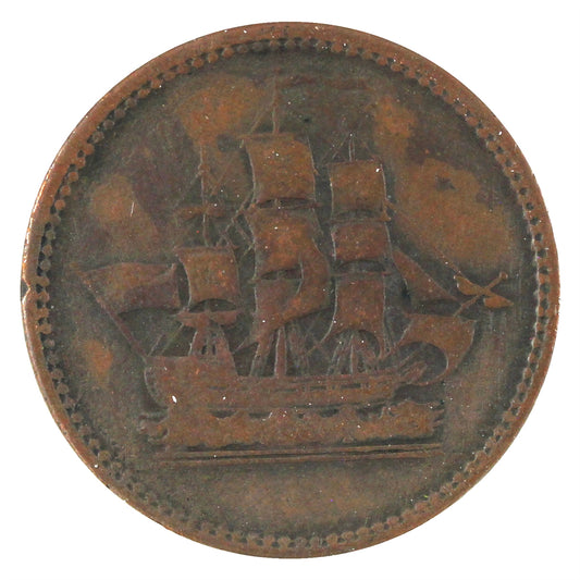 WE-14 1815 Wellington Waterloo Sailing Ship Design Token Very Good (VG8)