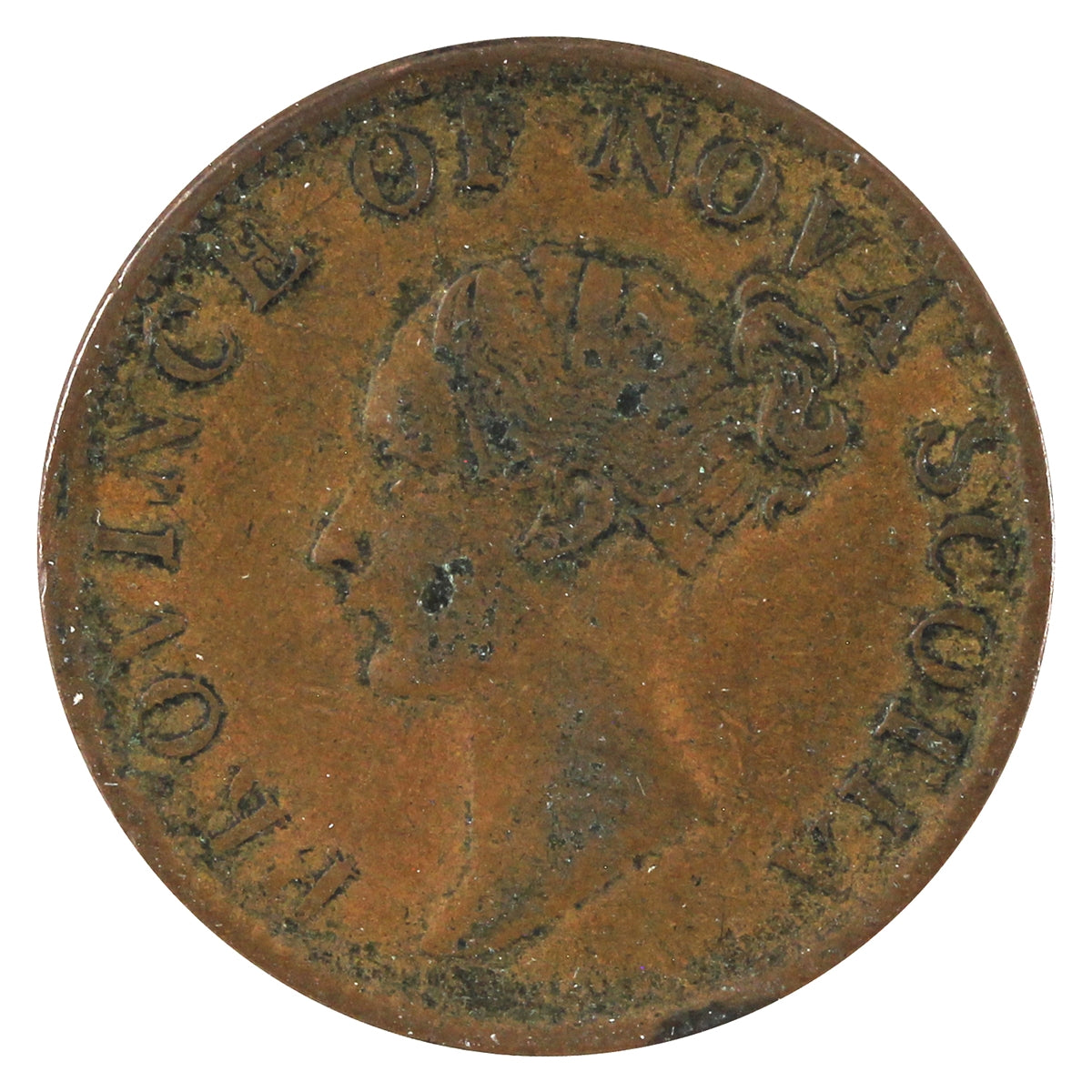 NS-1F3 1843 Nova Scotia Victoria Thistle Half Penny Token Very Fine (VF20) $
