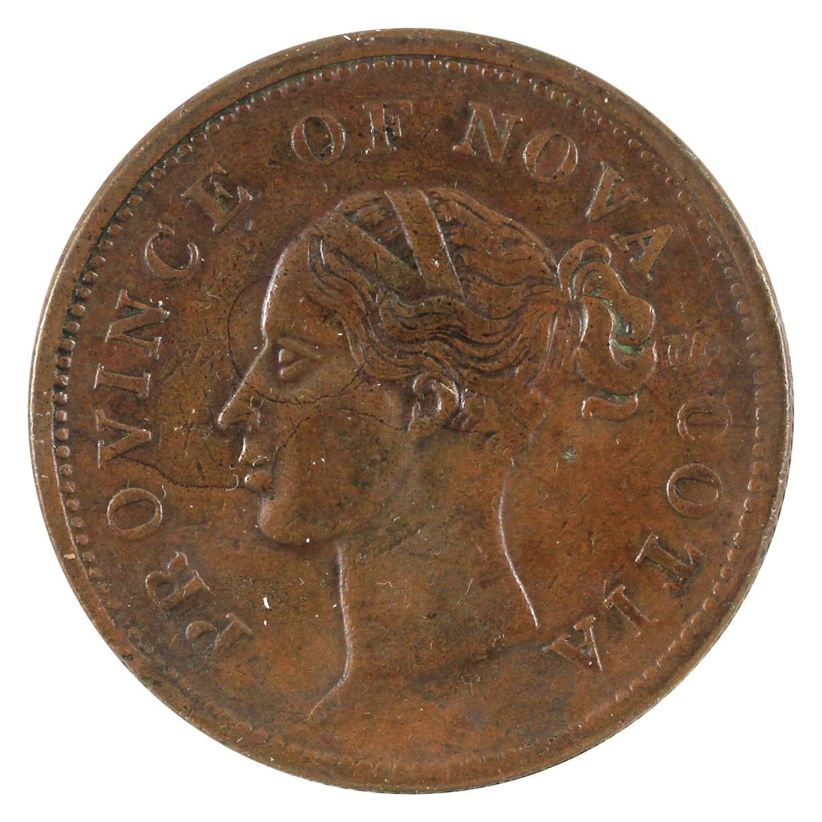 NS-2D1 1843 Nova Scotia Victoria Thistle Penny Token VF-EF (VF30) $