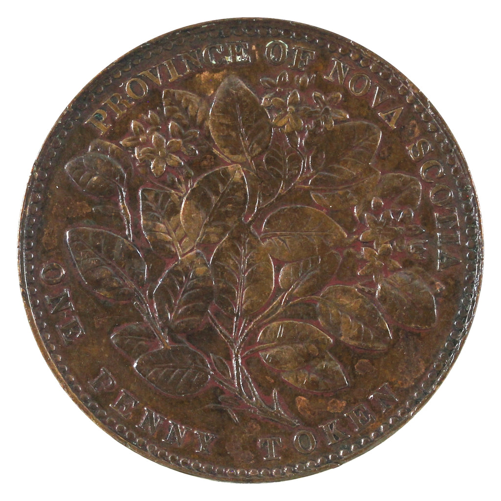 NS-6A1 1856 Nova Scotia, LCW, Victoria Mayflower Penny Token Extra Fine (EF40) $