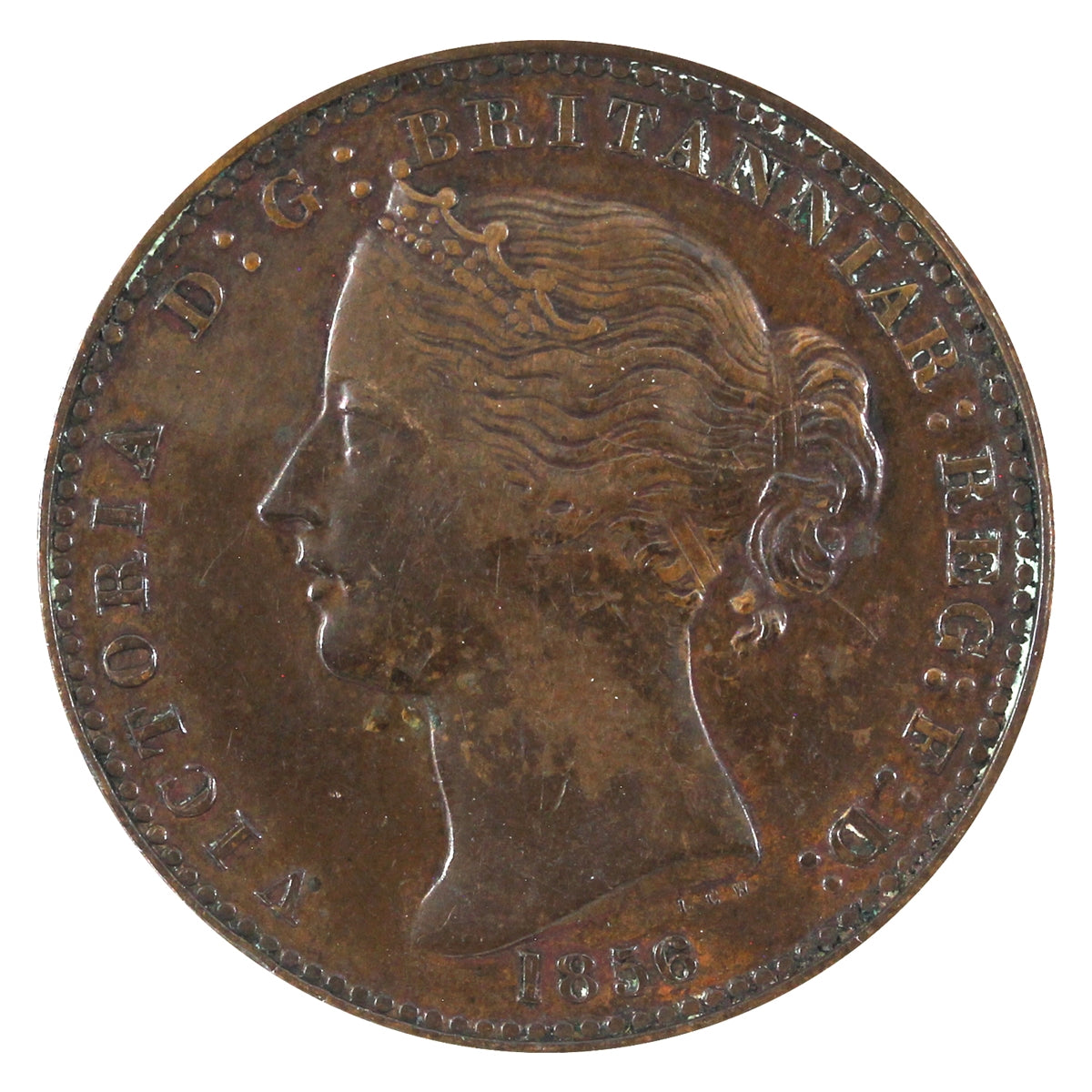 NS-6A1 1856 Nova Scotia, LCW, Victoria Mayflower Penny Token Extra Fine (EF40) $