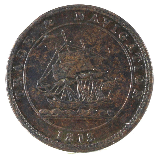 NS-21A3 1813 Nova Scotia Trade & Navigation Half Penny Token VF-EF (VF30)