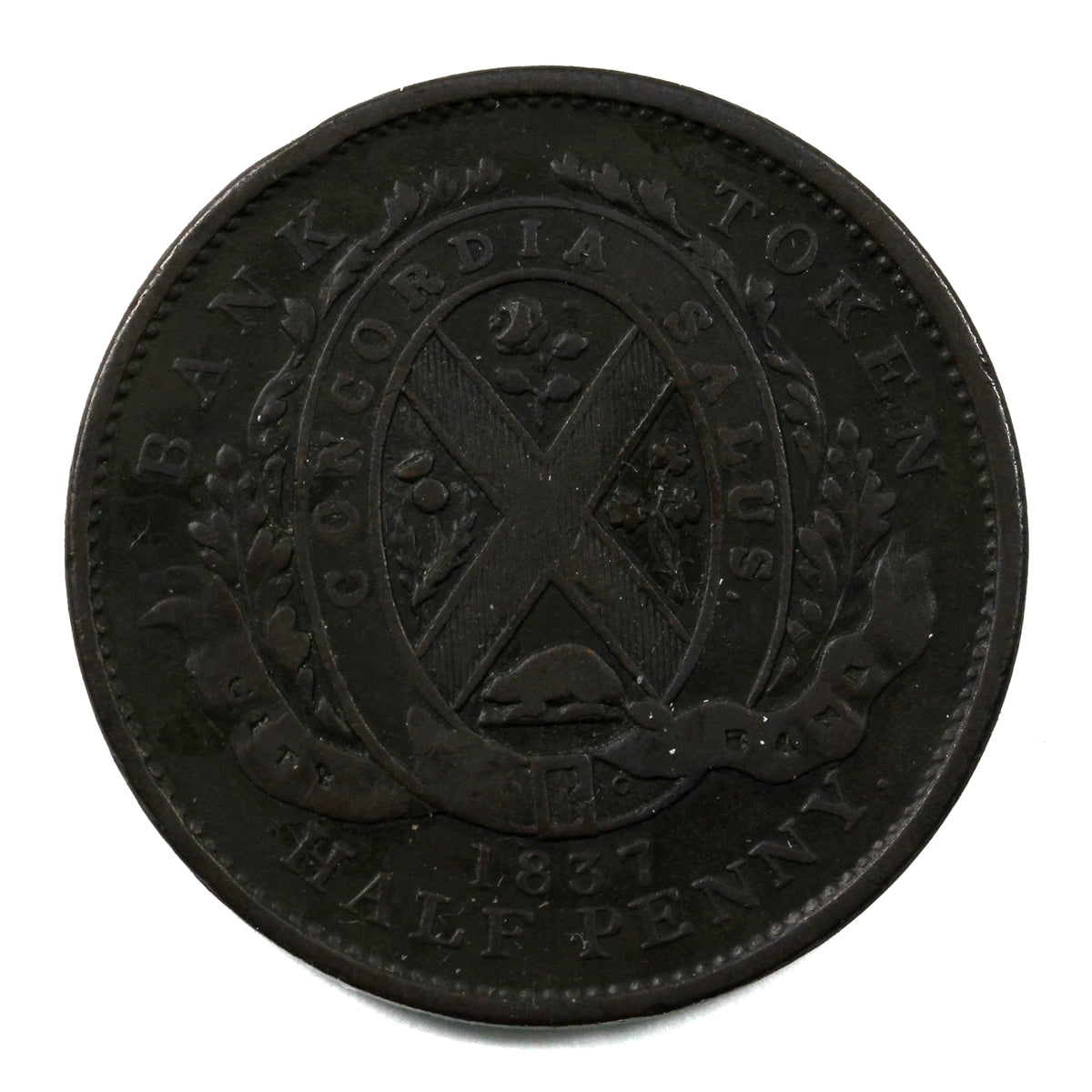 LC-8A2 1837 Lower Canada City Bank, Lower V Token Fine (F12)