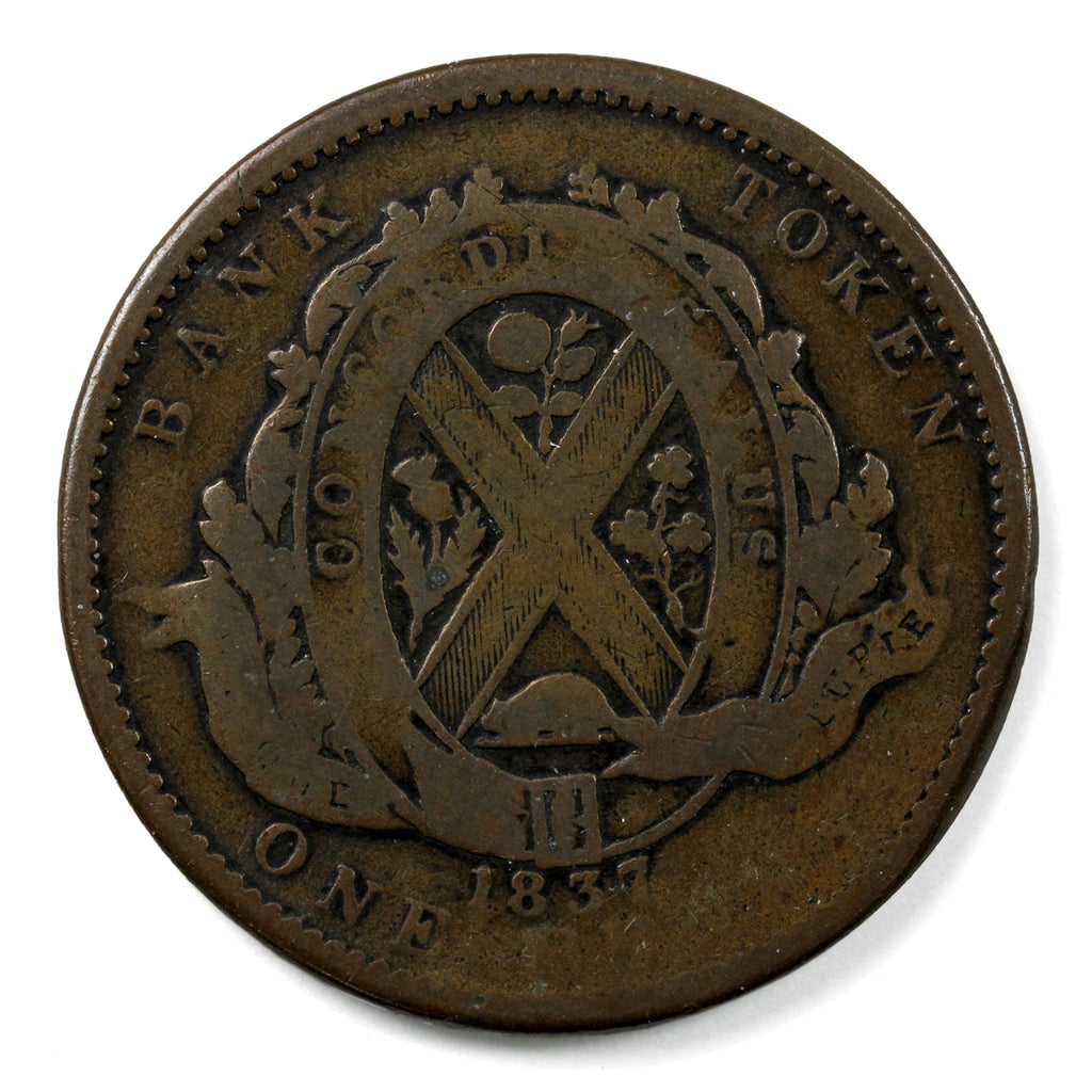 LC-9C1 1837 Lower Canada Banque du Peuple One Penny Token Good (G4)