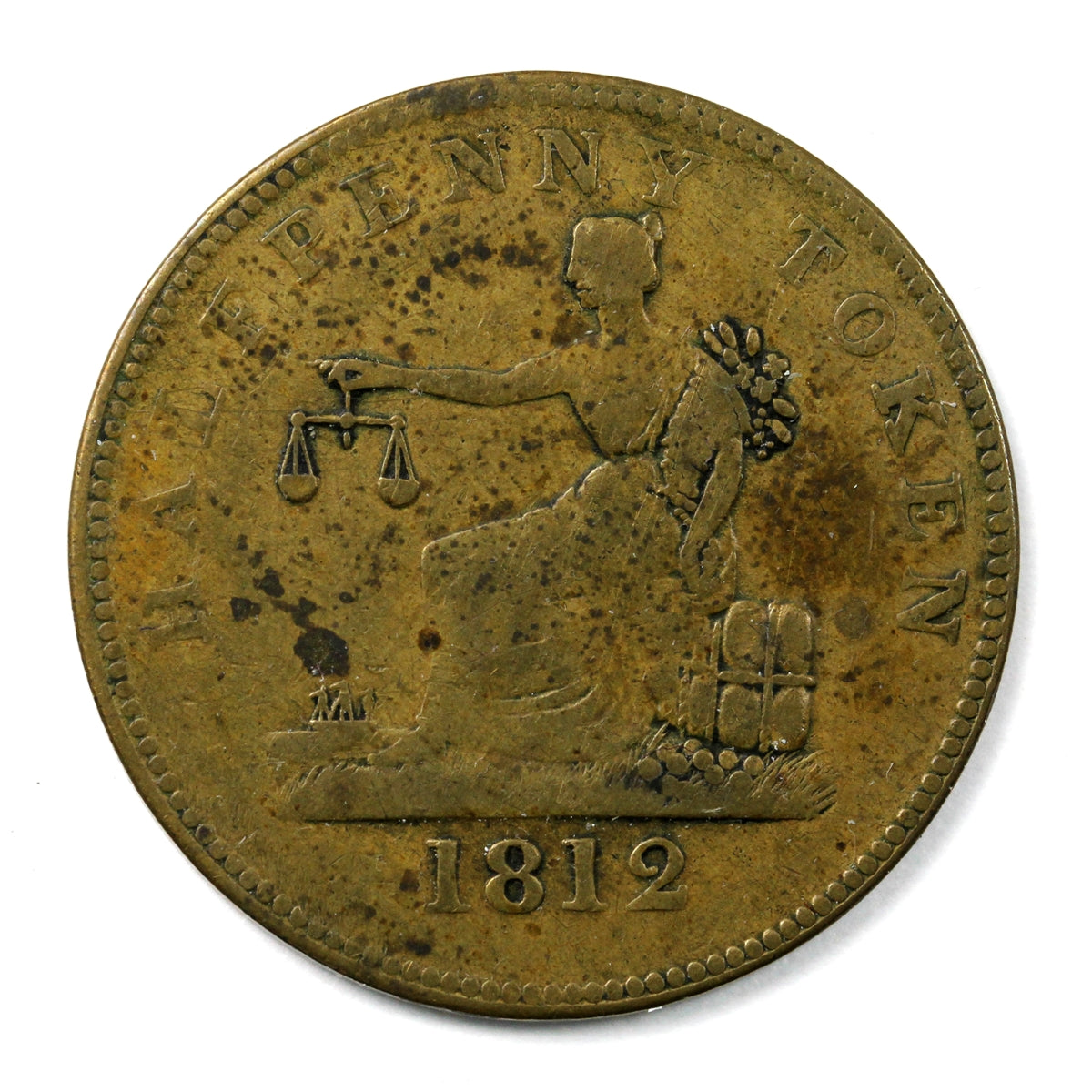 LC-48B1 1812 Lower Canada Imitation Tiffin Half Penny Token F-VF (F15)