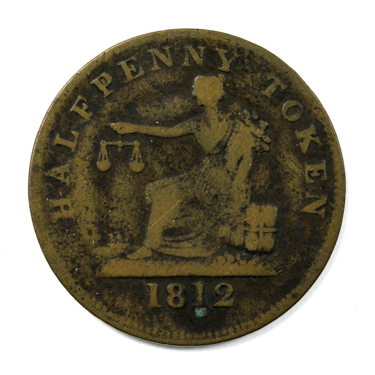 LC-48B2 1812 Lower Canada Imitation Tiffin Half Penny Token F-VF (F15)