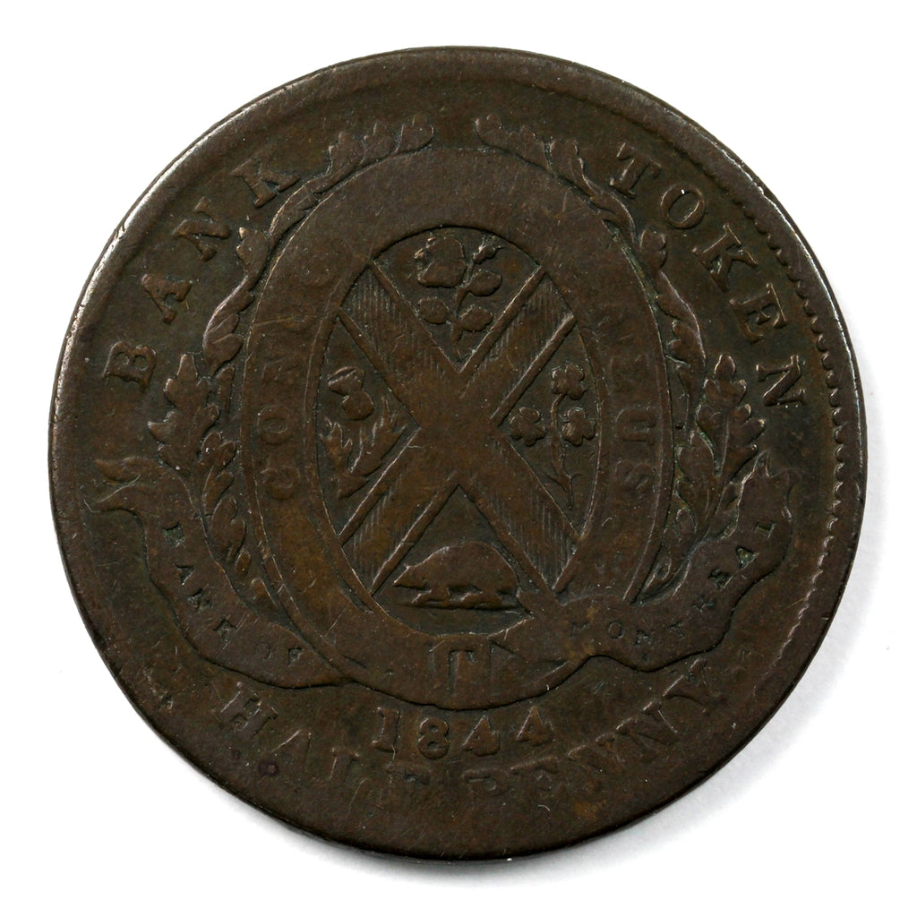 PC-1B2 1844 Province of Canada Bank of Montreal Half Penny Token G-VG (G6)