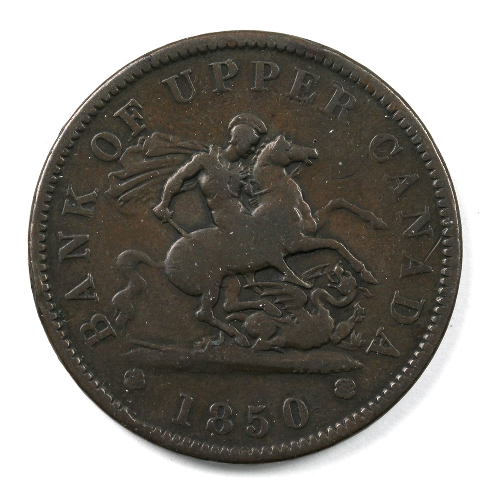 PC-6A1 1850 Province of Canada, Bank of Upper Canada Penny Token VG-F (VG10)