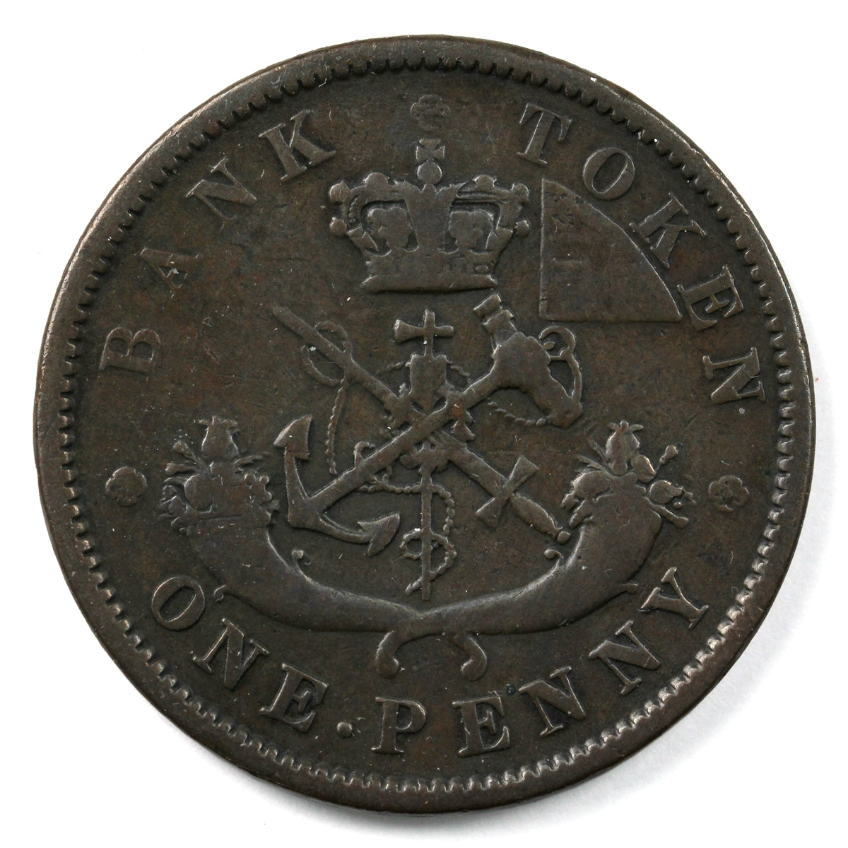 PC-6A1 1850 Province of Canada, Bank of Upper Canada Penny Token VG-F (VG10)