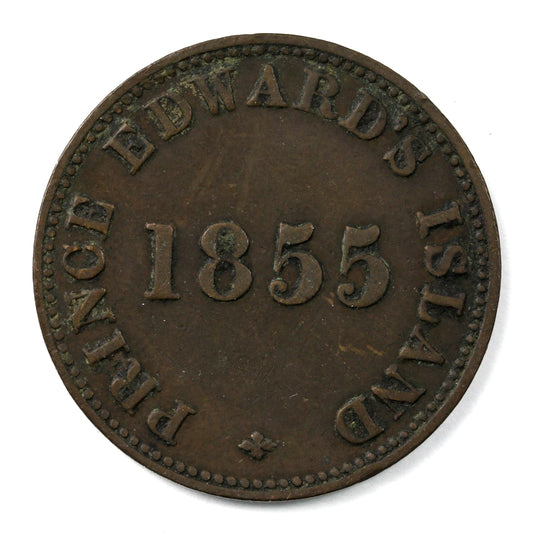 PE-7A1 1855 PEI Self Government & Free Trade Half Penny Token Very Fine (VF20)