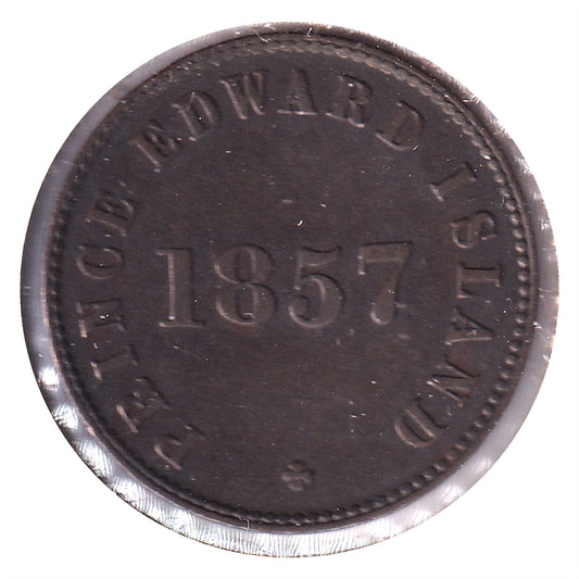 PE-7C4 1857 PEI Self Government & Free Trade Half Penny Token Very Fine (VF20)