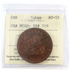 PC-6D 1857 Province of Canada, Bank of Upper Canada Penny Token ICCS Certified AU55