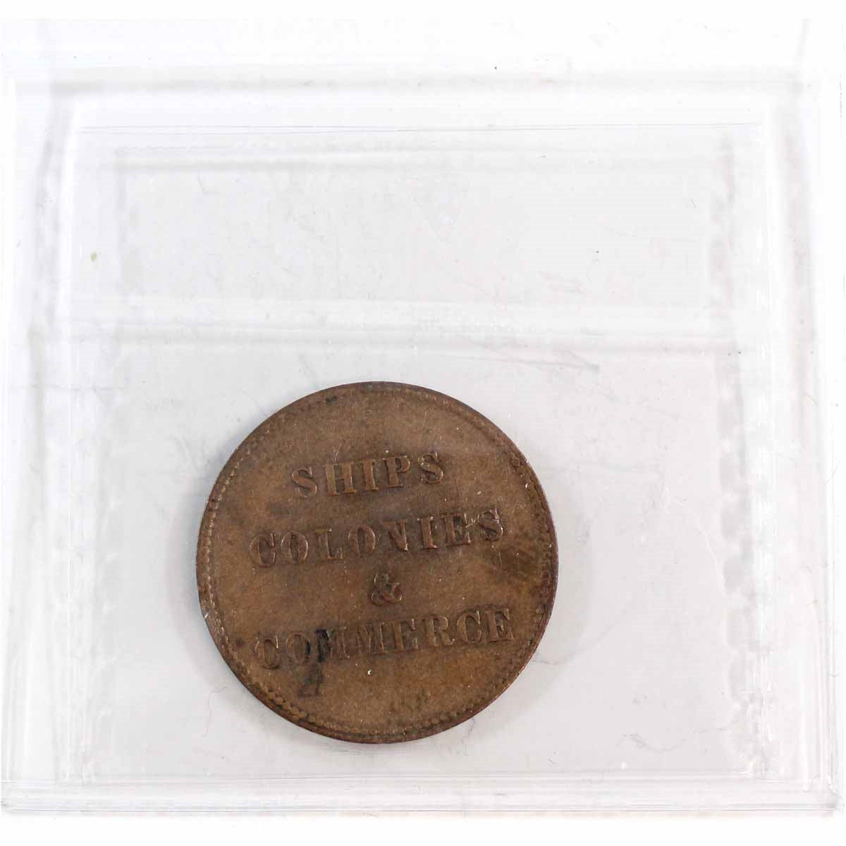 PE-10-9 No Date PEI Ships Colonies & Commerce Token ICCS Cert VF20 BR# 997