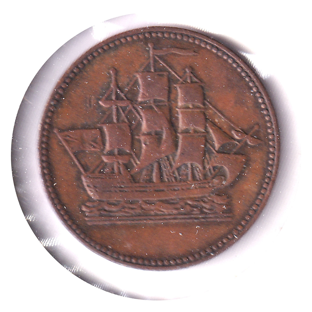 PE-10-26 No Date (1835) PEI Ships Colonies & Commerce Bank Token, VF-EF (VF30)