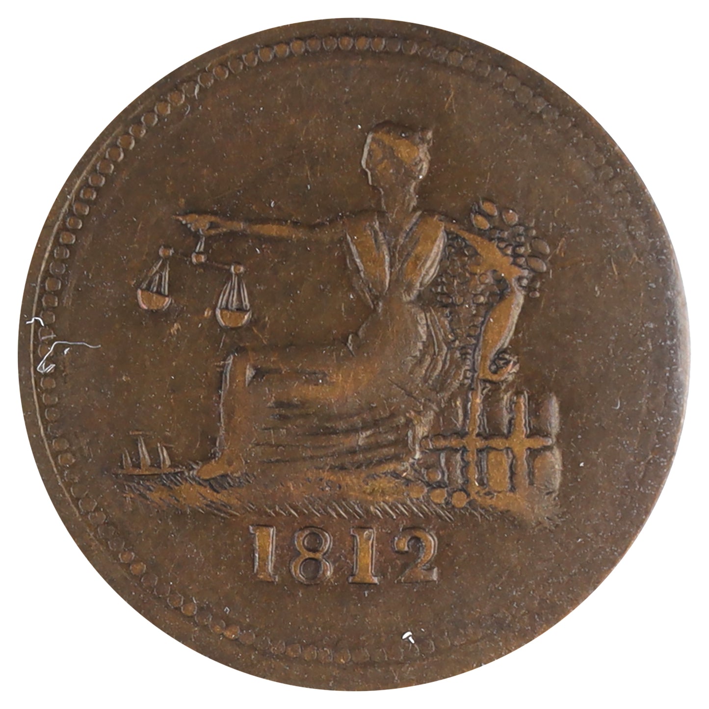 LC-48-7 1812 Lower Canada Tiffin Token ICCS Certified EF40 BR #961