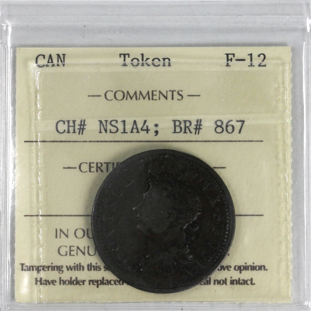 NS-1A4 1823 Nova Scotia George IV Halfpenny Token ICCS Certified F12 BR# 867