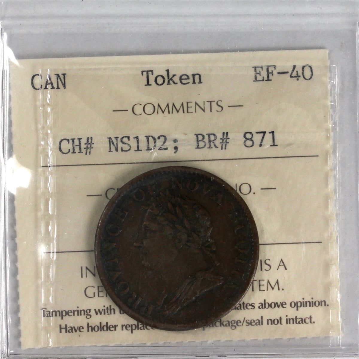 NS-1D2 1832 Nova Scotia George IV Thistle Halfpenny Token ICCS Certified EF40 BR# 871