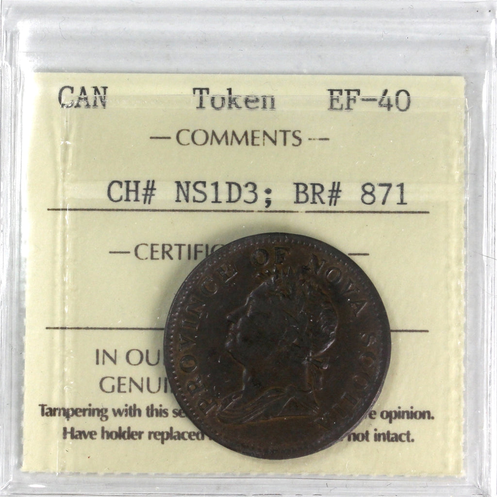 NS-1D3 1832 Nova Scotia George IV Thistle Halfpenny Token ICCS Certified EF40 BR# 871