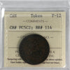 PC-5C2 1854 Province of Canada Bank of Upper Canada Halfpenny Token ICCS Certified F12