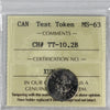 TT-10.2B Canada 10-cent Test Token ICCS Certified MS64