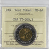 TT-200.3 Canada 2 Dollar Test Token ICCS Certified MS64
