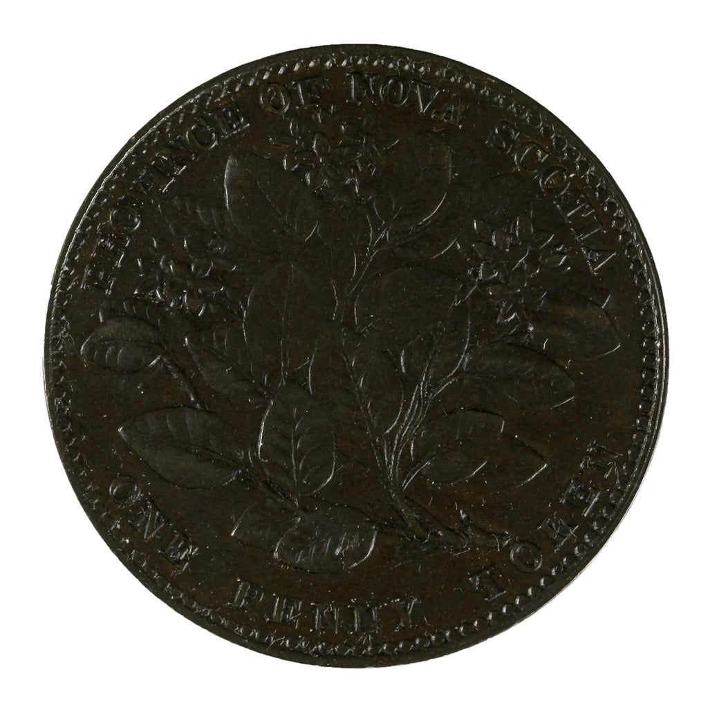 NS-6A2 1856 Nova Scotia Victoria Mayflower Penny Token Extra Fine (EF40)