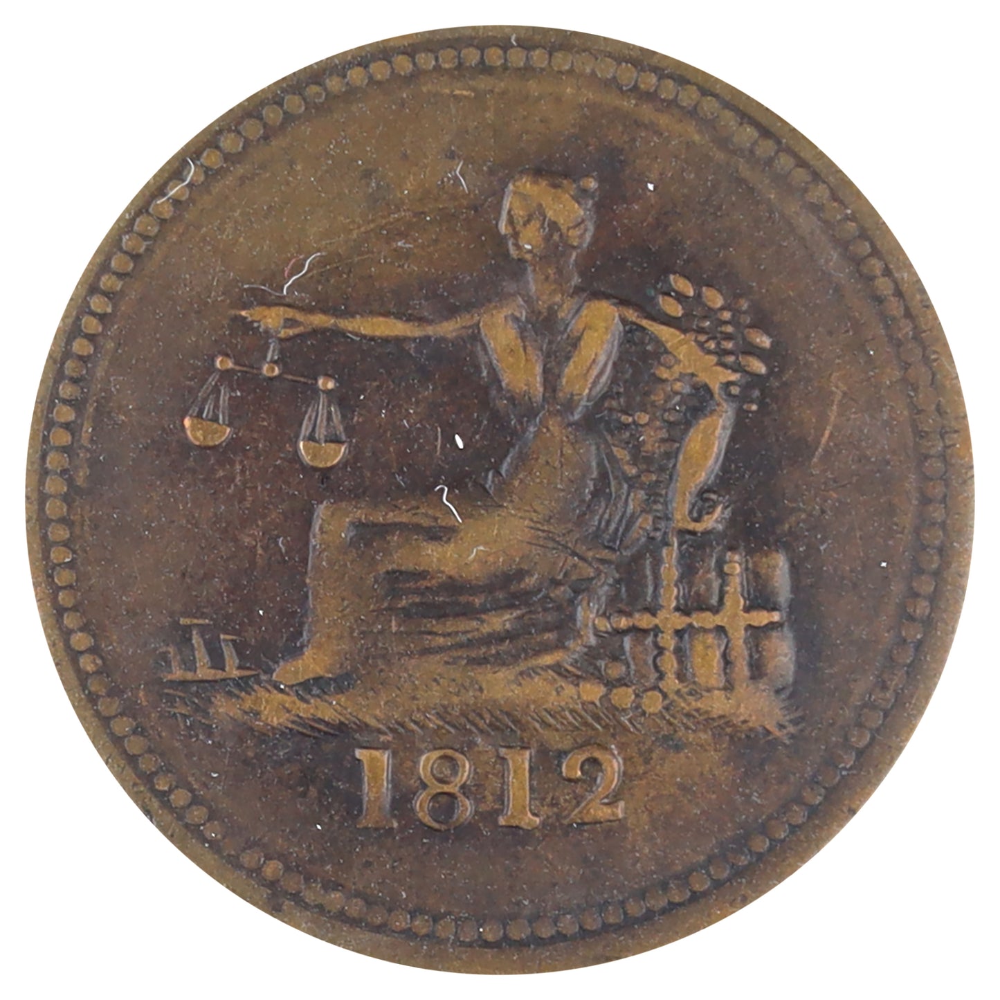 LC-48-7 1812 Lower Canada Tiffin Token ICCS Certified AU50 BR # 961