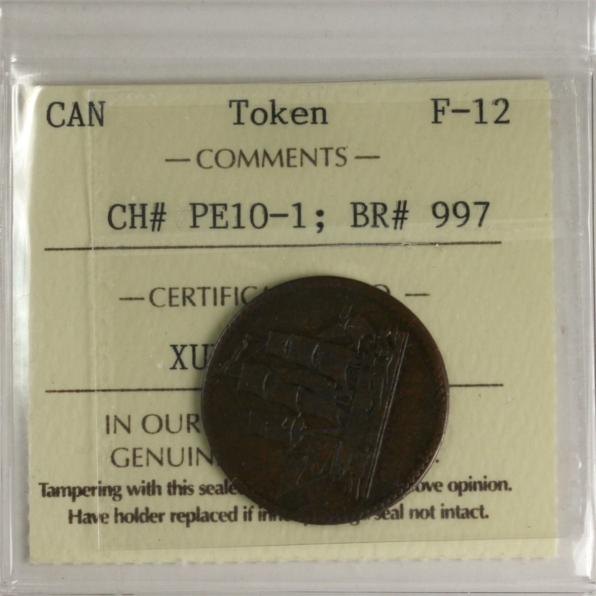 PE-10-1 Ships Colonies & Commerce Token ICCS Certified F12 (BR# 997)