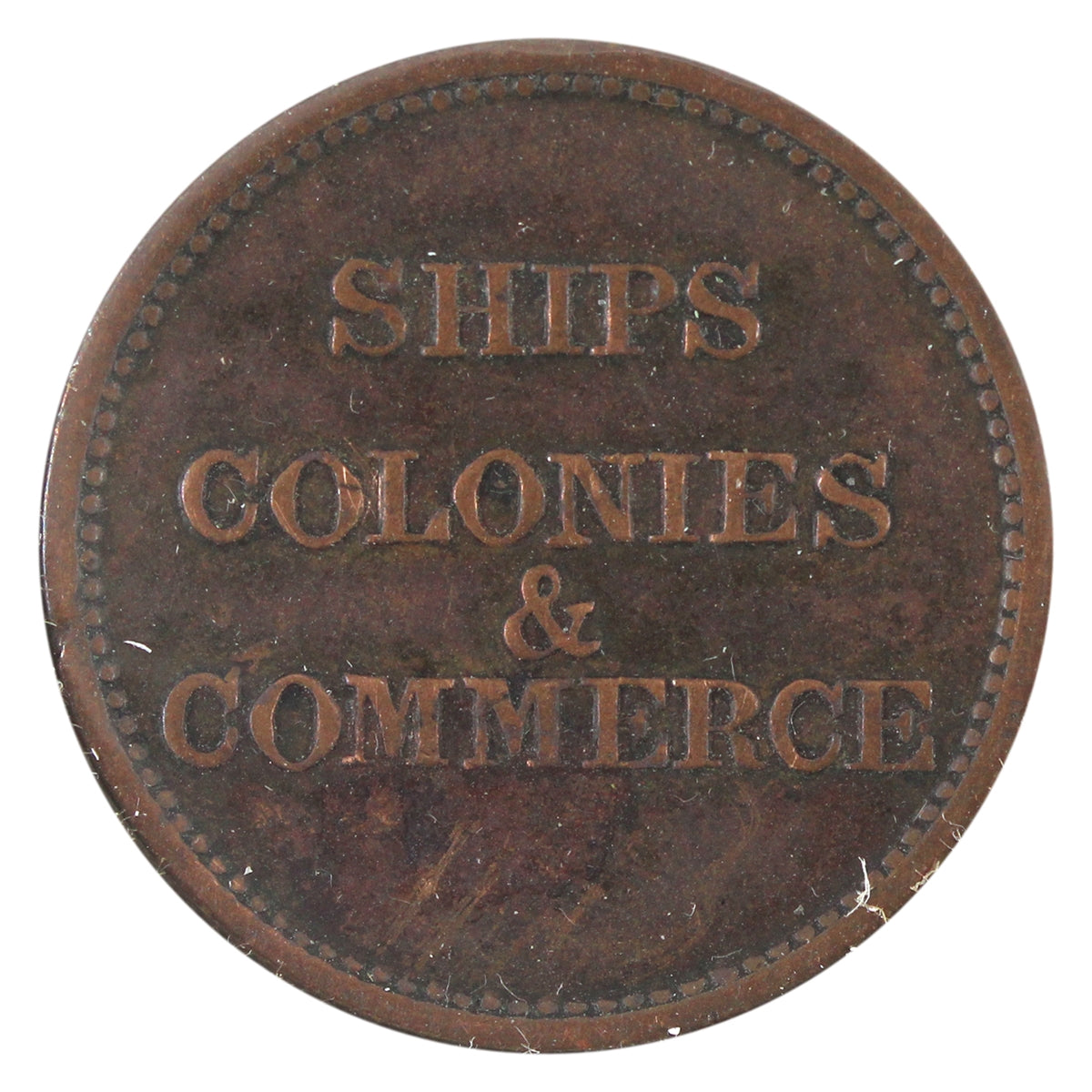 PE-10-7 No Date PEI Ships, Colonies & Commerce Token F-VF (F15)