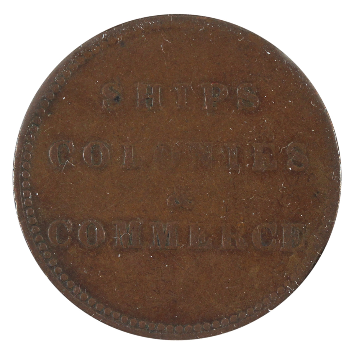 PE-10-12 No Date PEI Ships, Colonies & Commerce Token Very Fine (VF20)