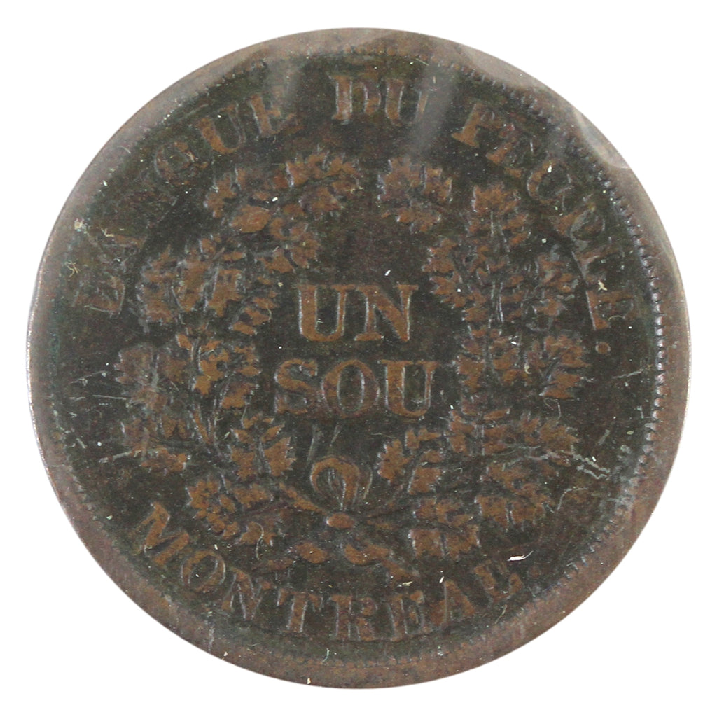 LC-5A 1838 Lower Canada, Banque du Peuple, Montreal, Un Sou Token Very Fine (VF20)